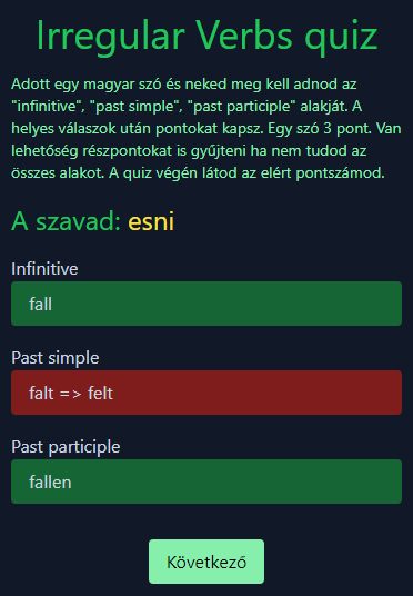 Irregular verbs quiz